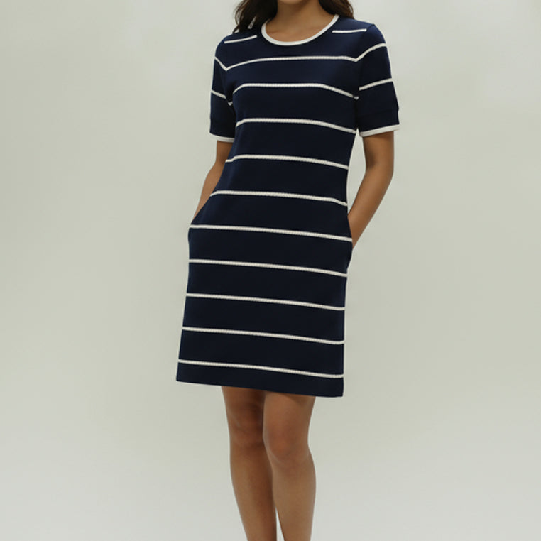Mizra Striped Popcorn Dress