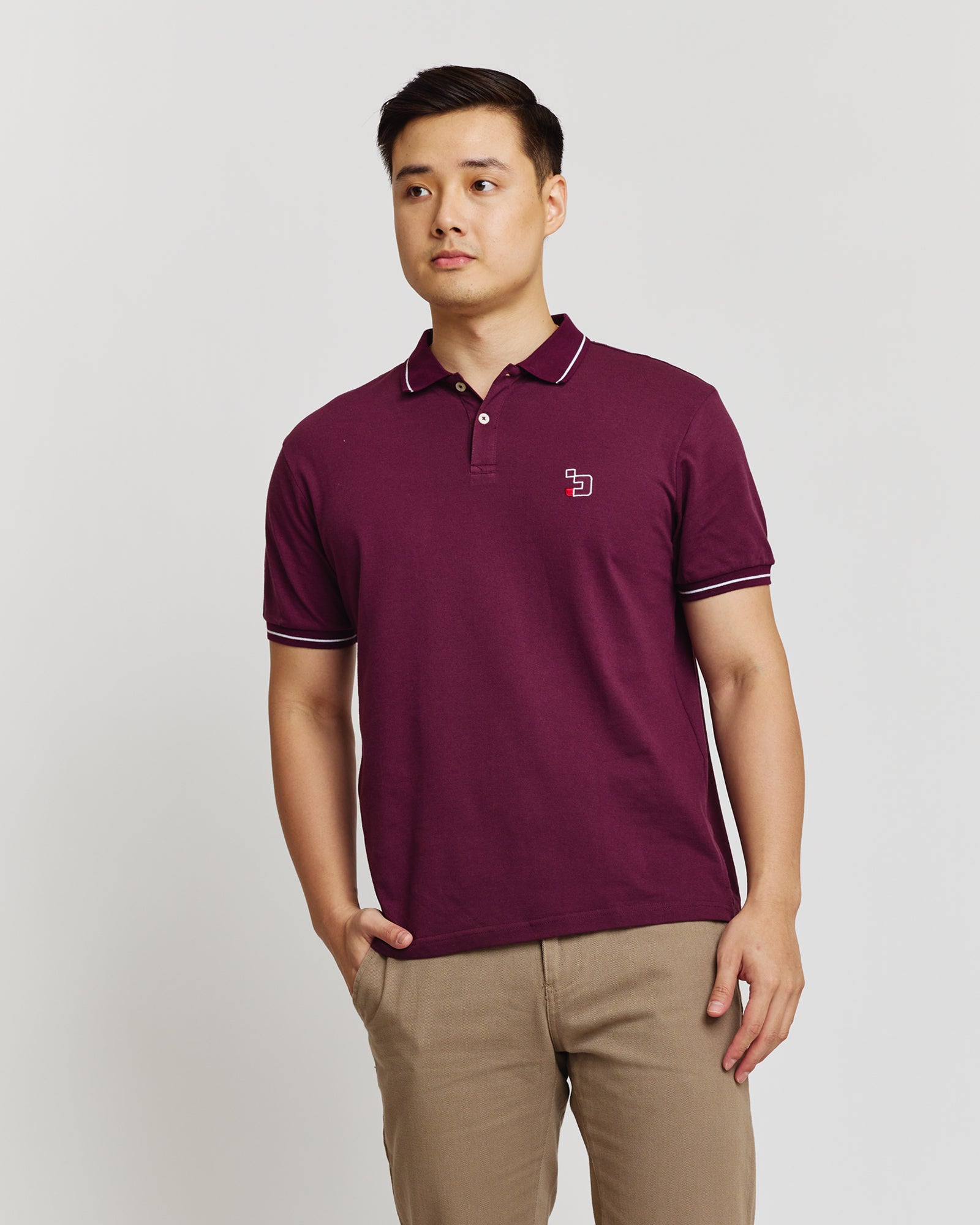 blued polo shirt
